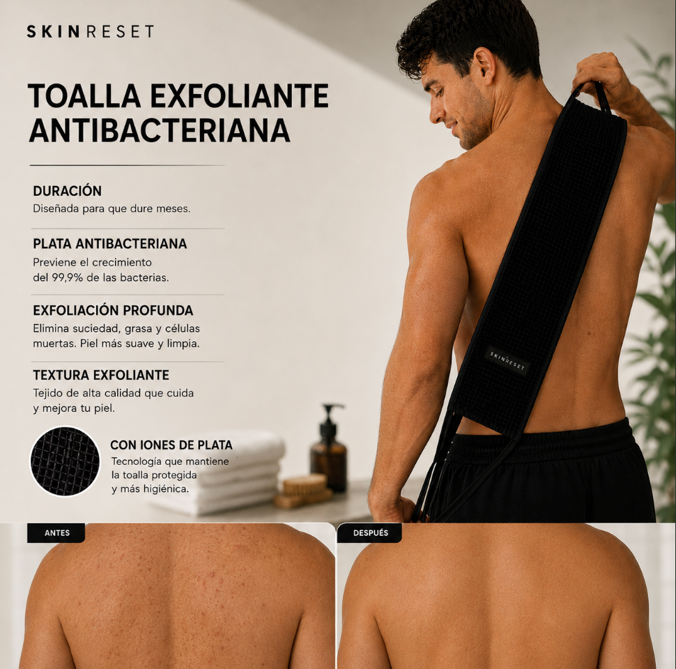 TOALLA EXFOLIANTE - ELIMINA GRANOS Y TEXTURA
