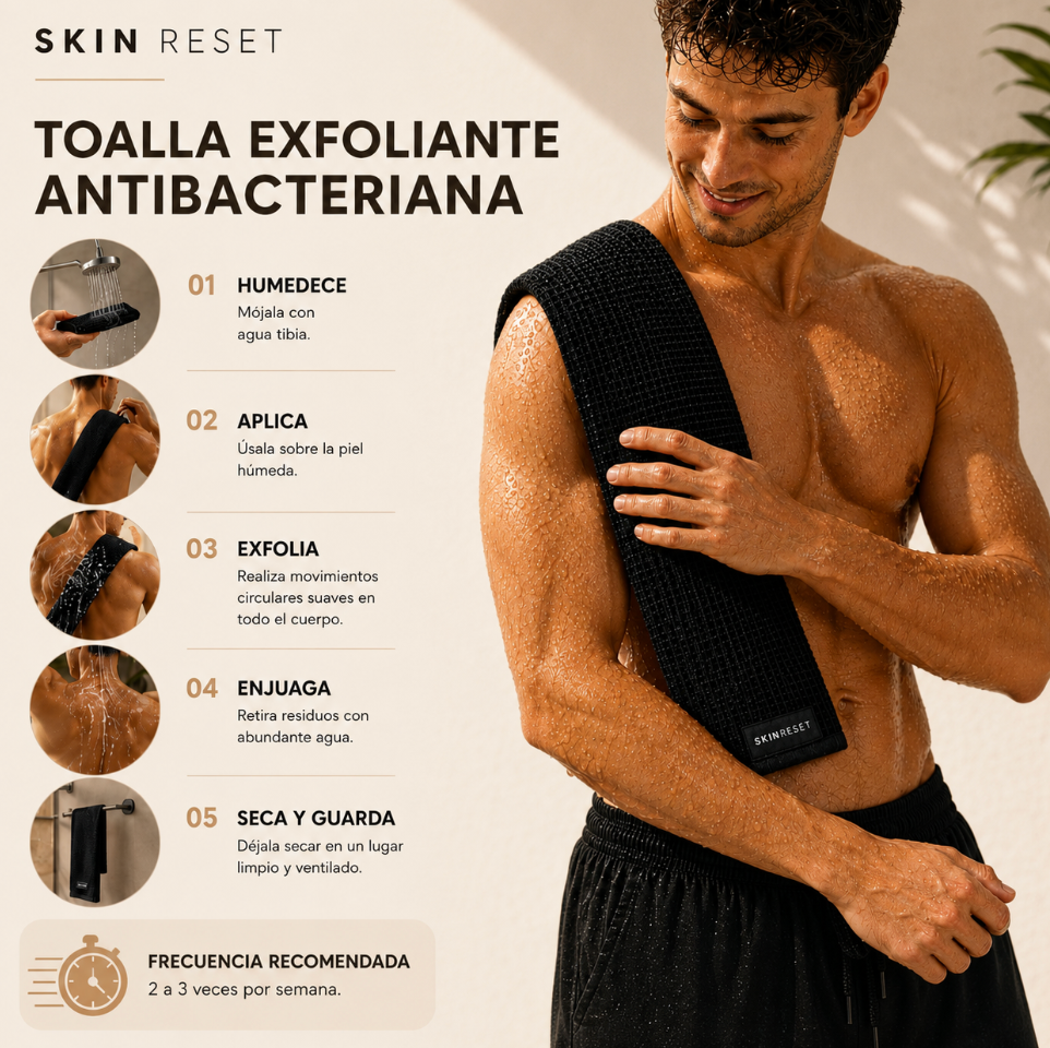 TOALLA EXFOLIANTE - ELIMINA GRANOS Y TEXTURA